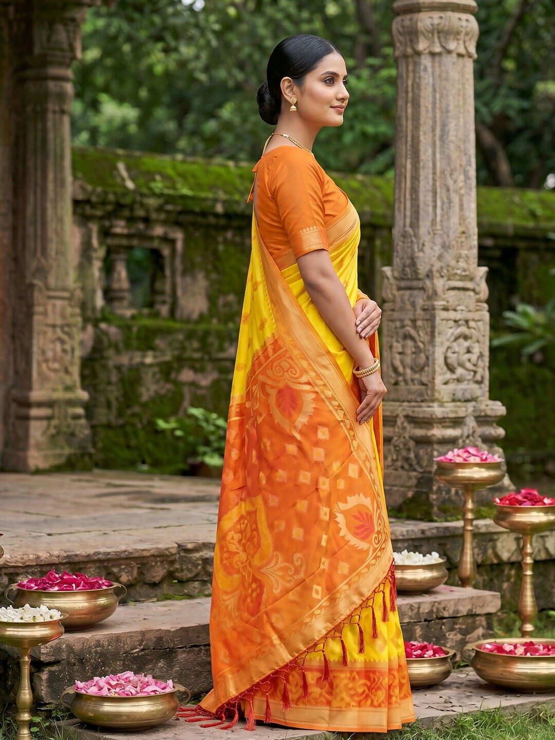 Shree Shyam Fashion Yellow Soft Silk Saree