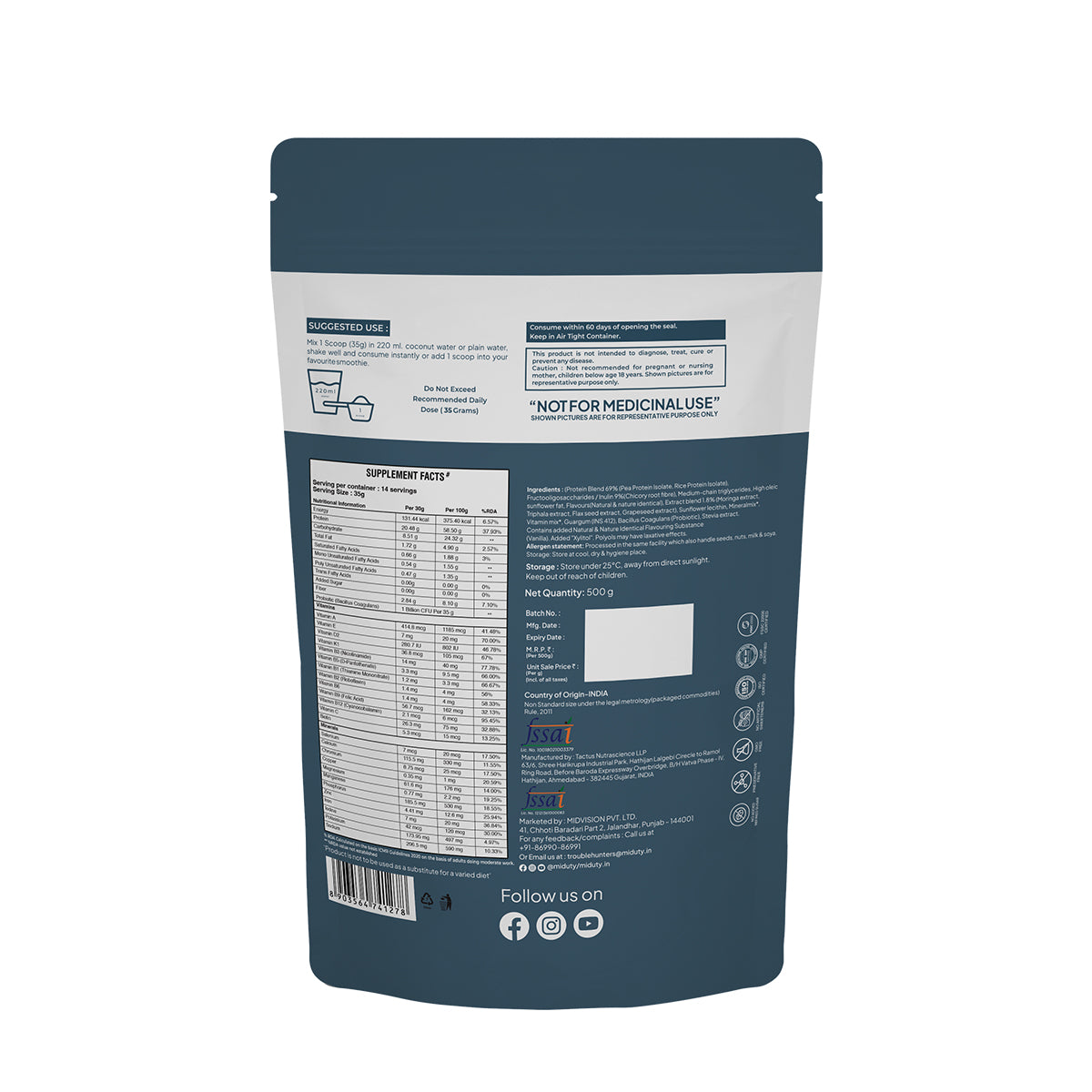 Miduty by Palak Notes Shapeme Up Plant Protein Powder 