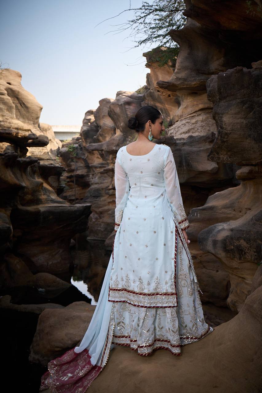 Lehenga Mart Designer Faux Georgette Ready to wear Sharara Suit for Eid
