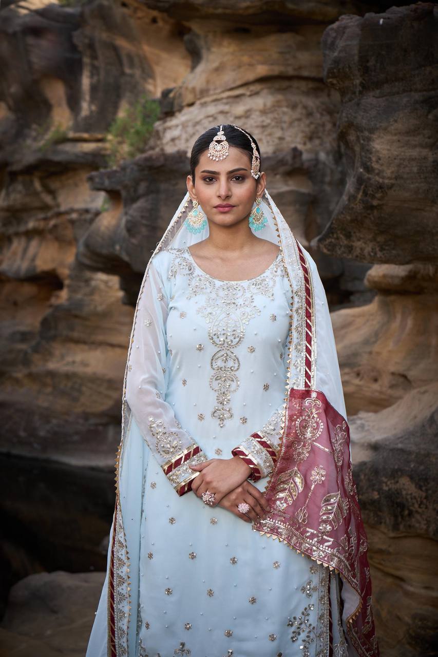 Lehenga Mart Designer Faux Georgette Ready to wear Sharara Suit for Eid