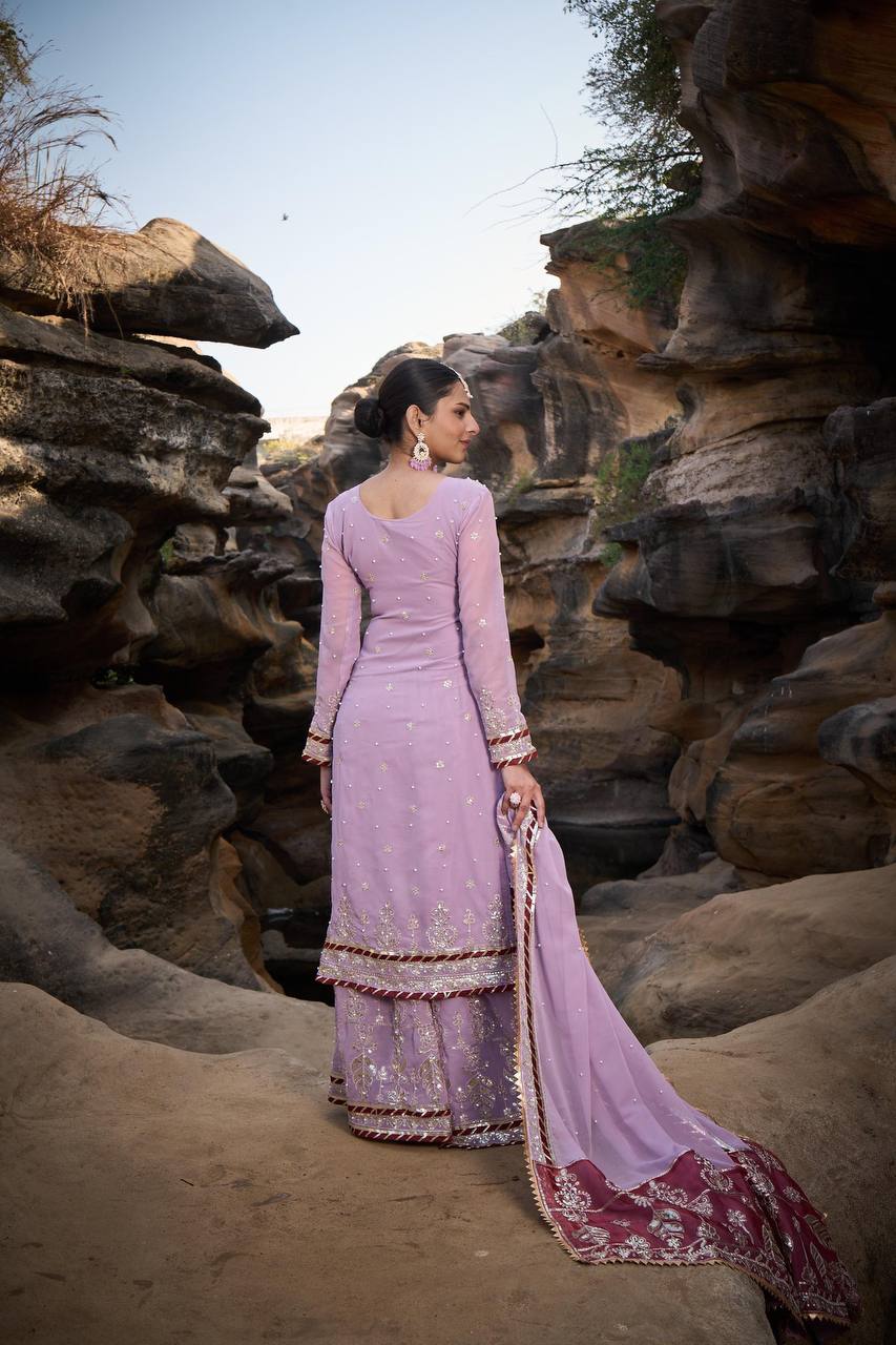 Lehenga Mart Designer Faux Georgette Ready to wear Sharara Suit for Eid