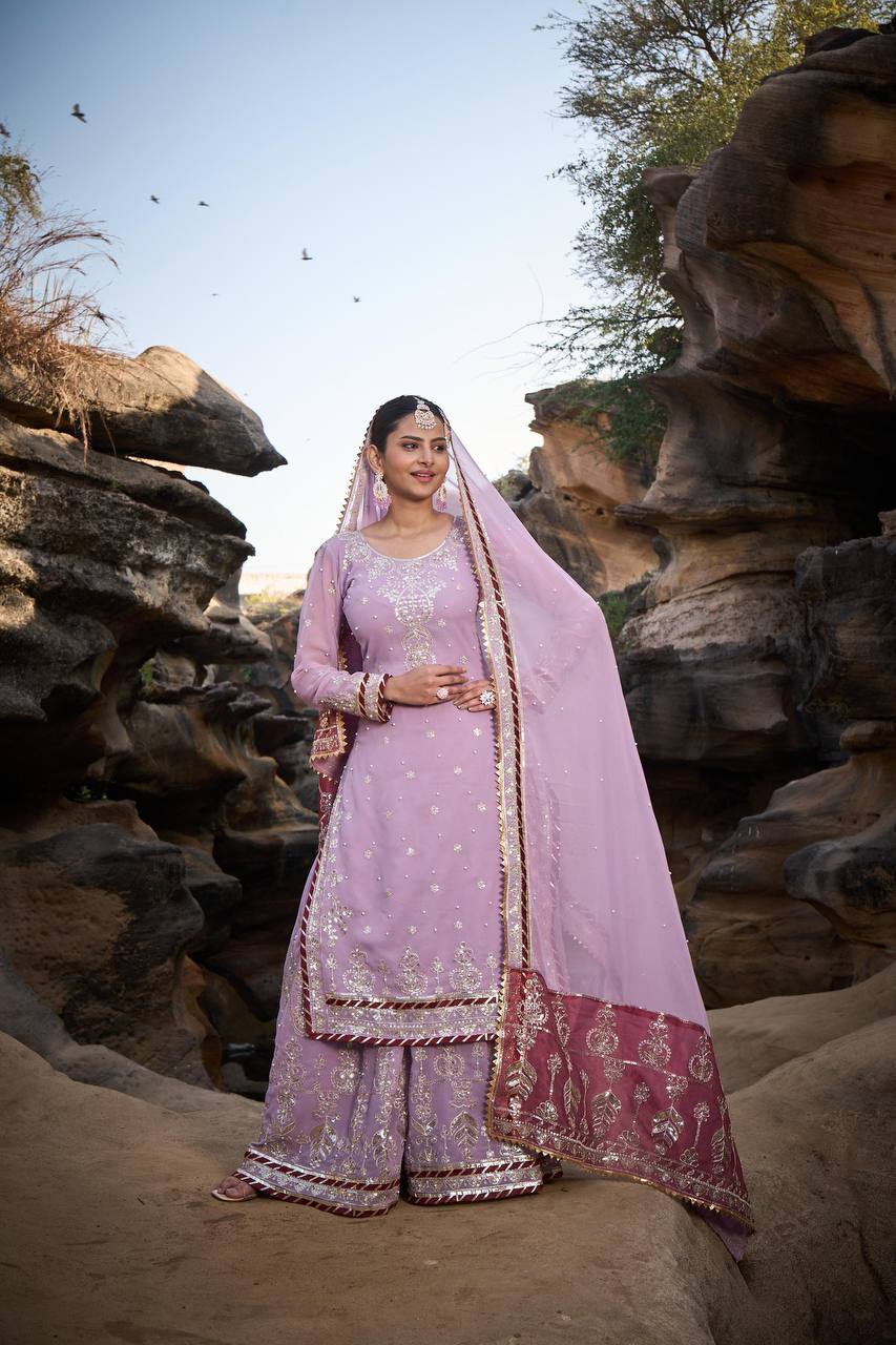 Lehenga Mart Designer Faux Georgette Ready to wear Sharara Suit for Eid