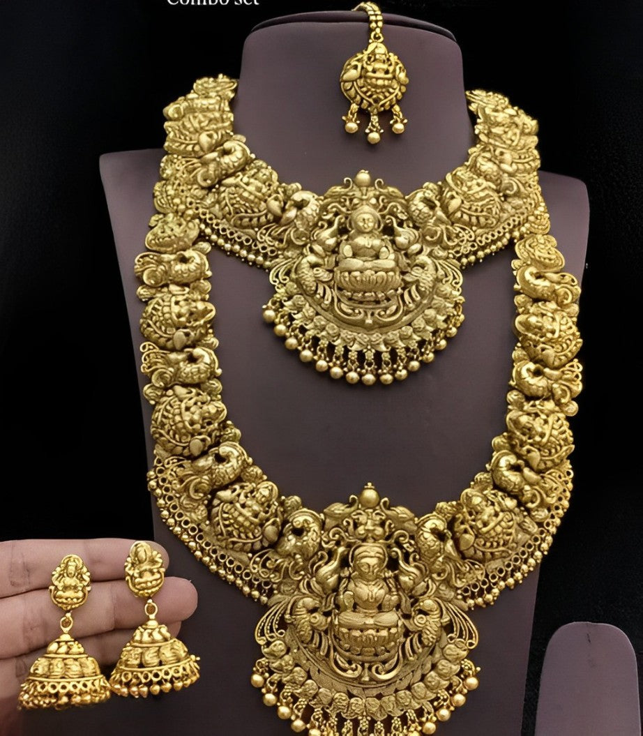 Jewel City Elegant South Indian Bridal Jewelry Set with Layered Necklace and Traditional Accessories | Grab2Buy