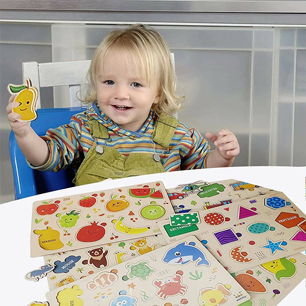 Webby Wooden Educational Puzzle for Preschool Kids- Set of 6  Grab2Buy Webby Grab2Buy