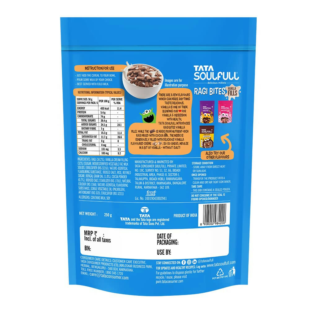 Tata Soulfull Ragi Bites Vanilla Fills Breakfast Cereal - Grab2buy