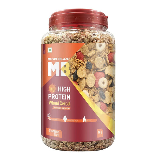 MuscleBlaze 16g High Protein Wheat Cereal - Strawberry Blast - Grab2buy