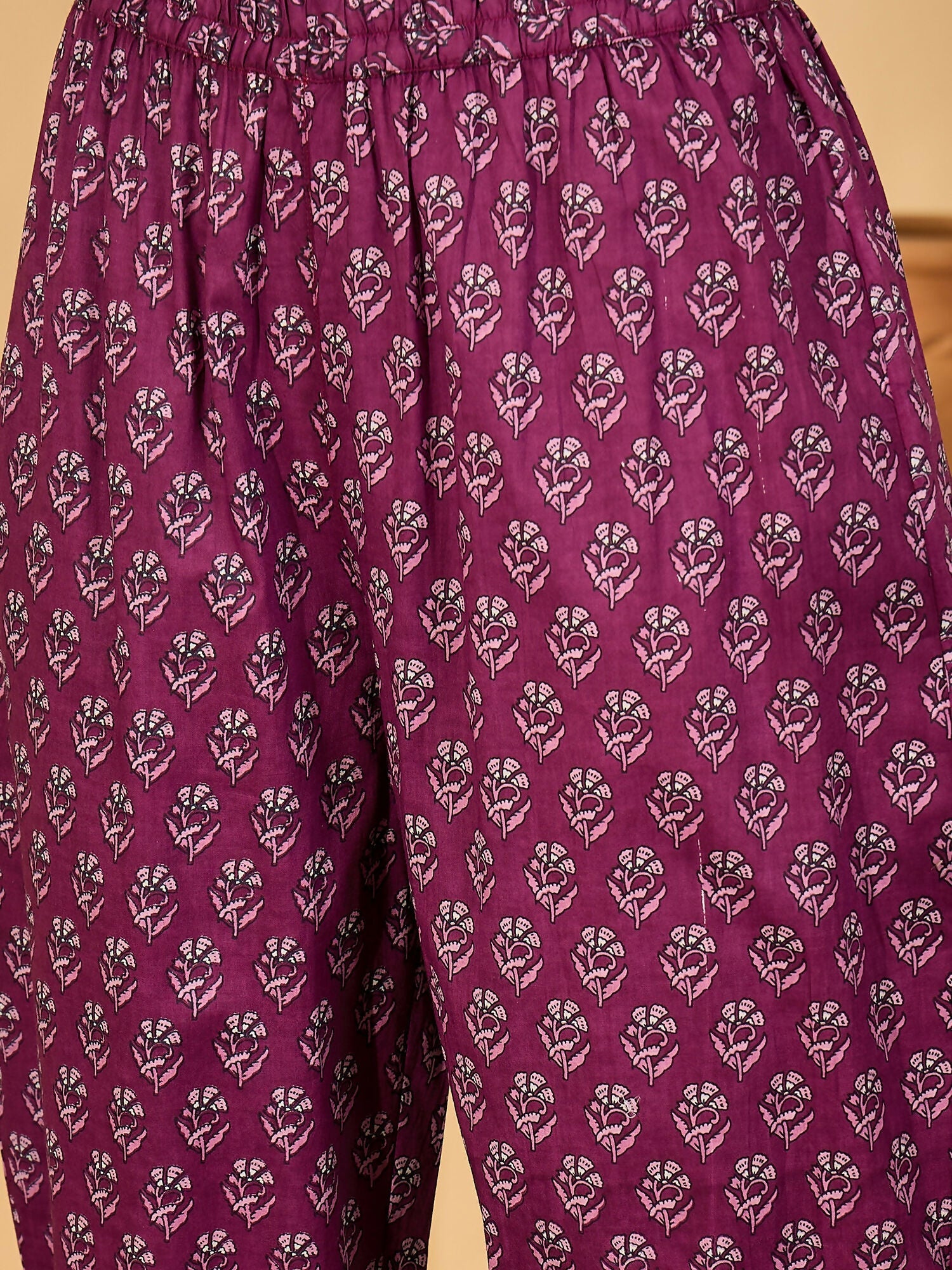 Joban Fashion Printed Purple Pure Cotton Kurta Set