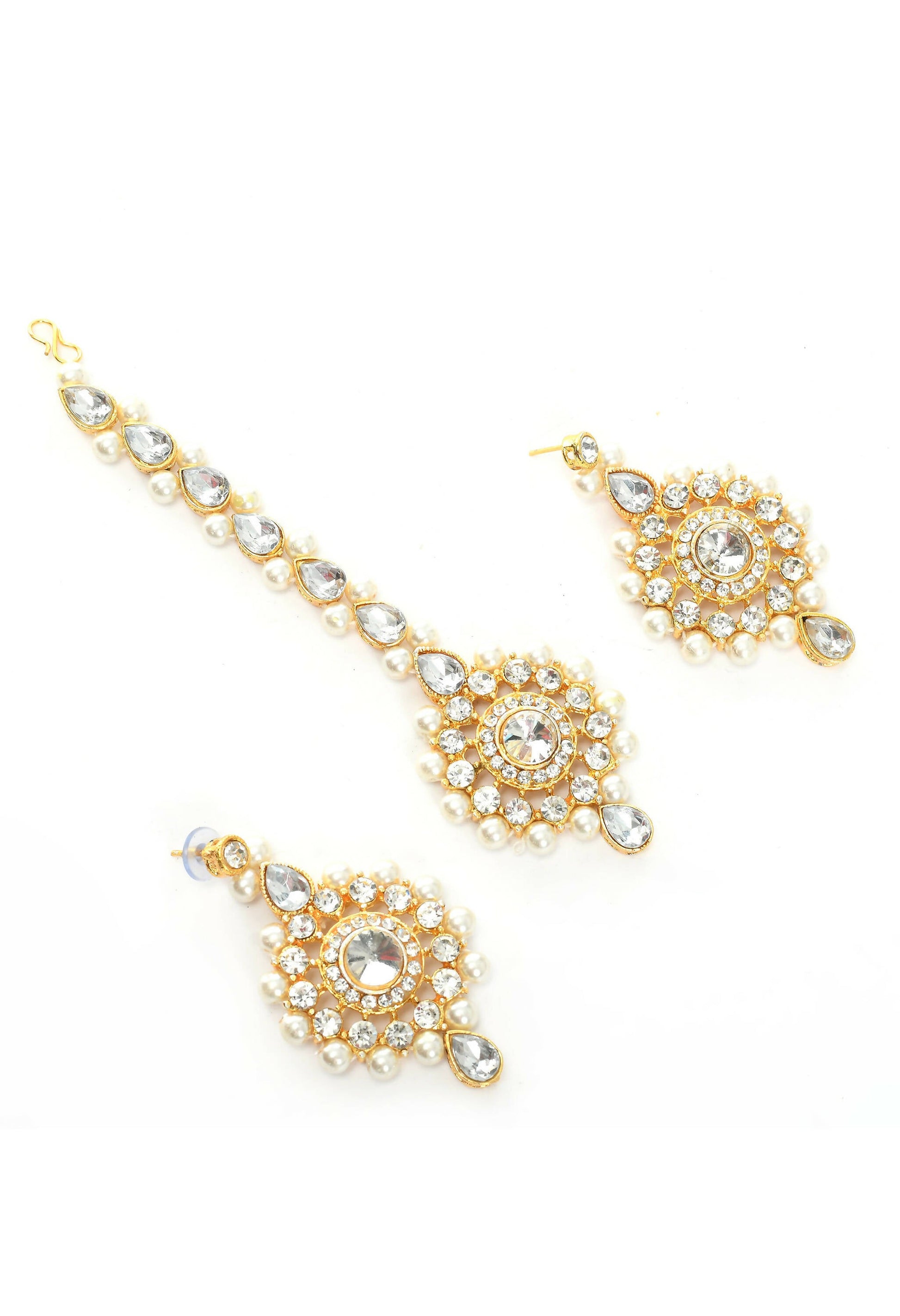 Mominos Fashion Johar Kamal Gold-Plated Rani Haar with Off white Pearls Jewellery Set - Grab2buy