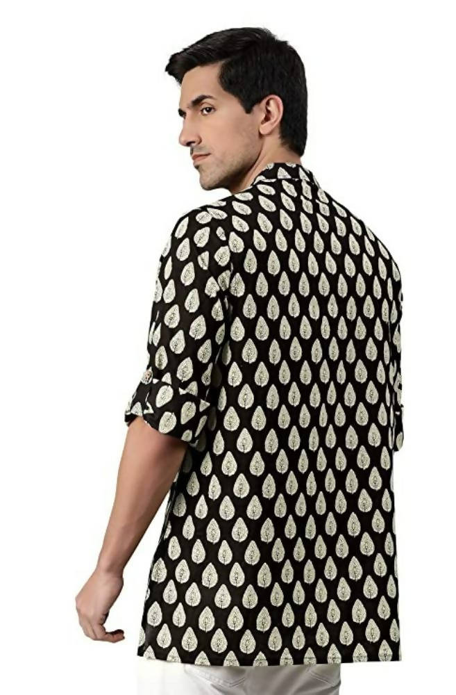 Janasya Men's Black Cotton Kurta