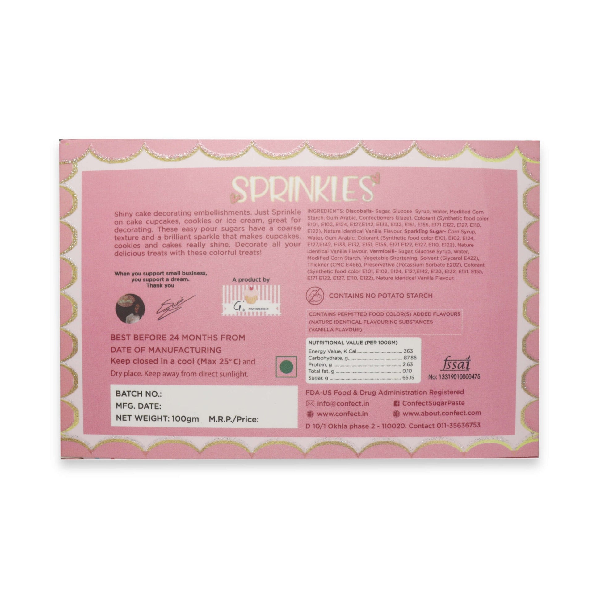 Confect Vermicelli Sprinkles Multipack 3  Grab2Buy Confect Grab2Buy