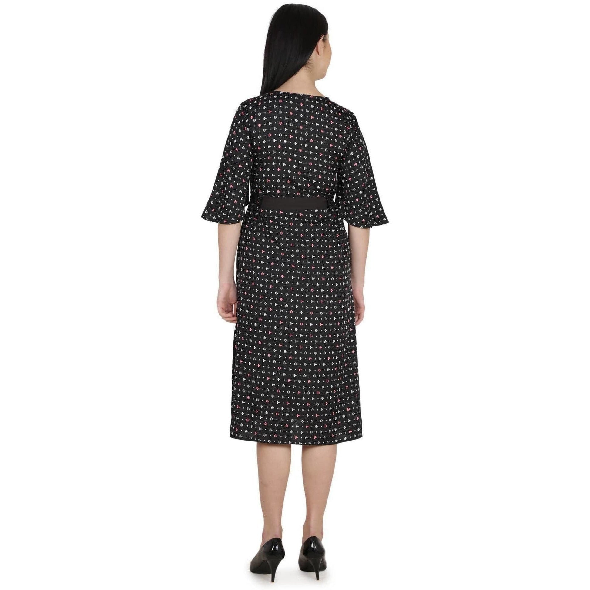 Kanoor Garments Women's Black Frock Style Collar Neck Kurti