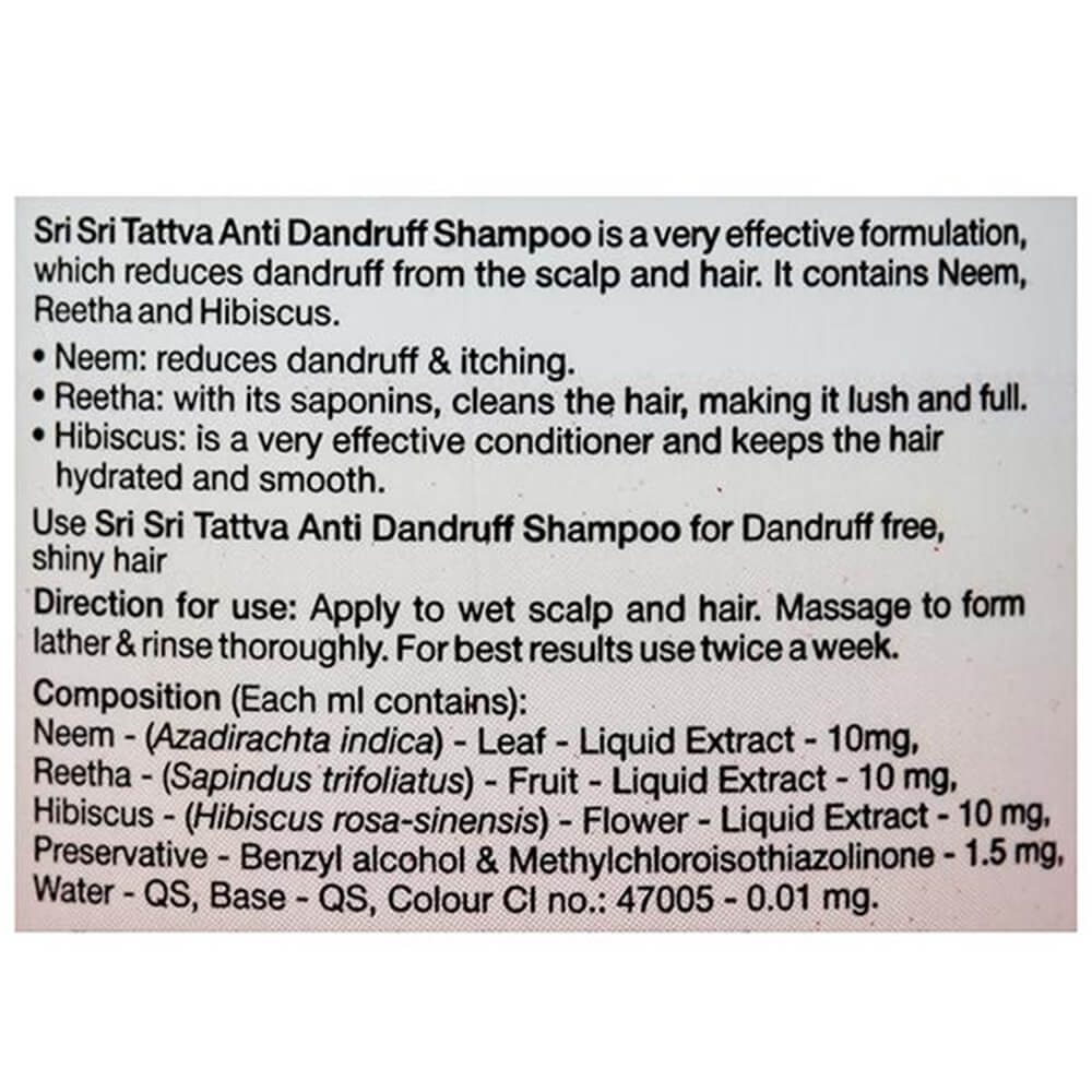 Sri Sri Tattva Anti Dandruff Shampoo Composition