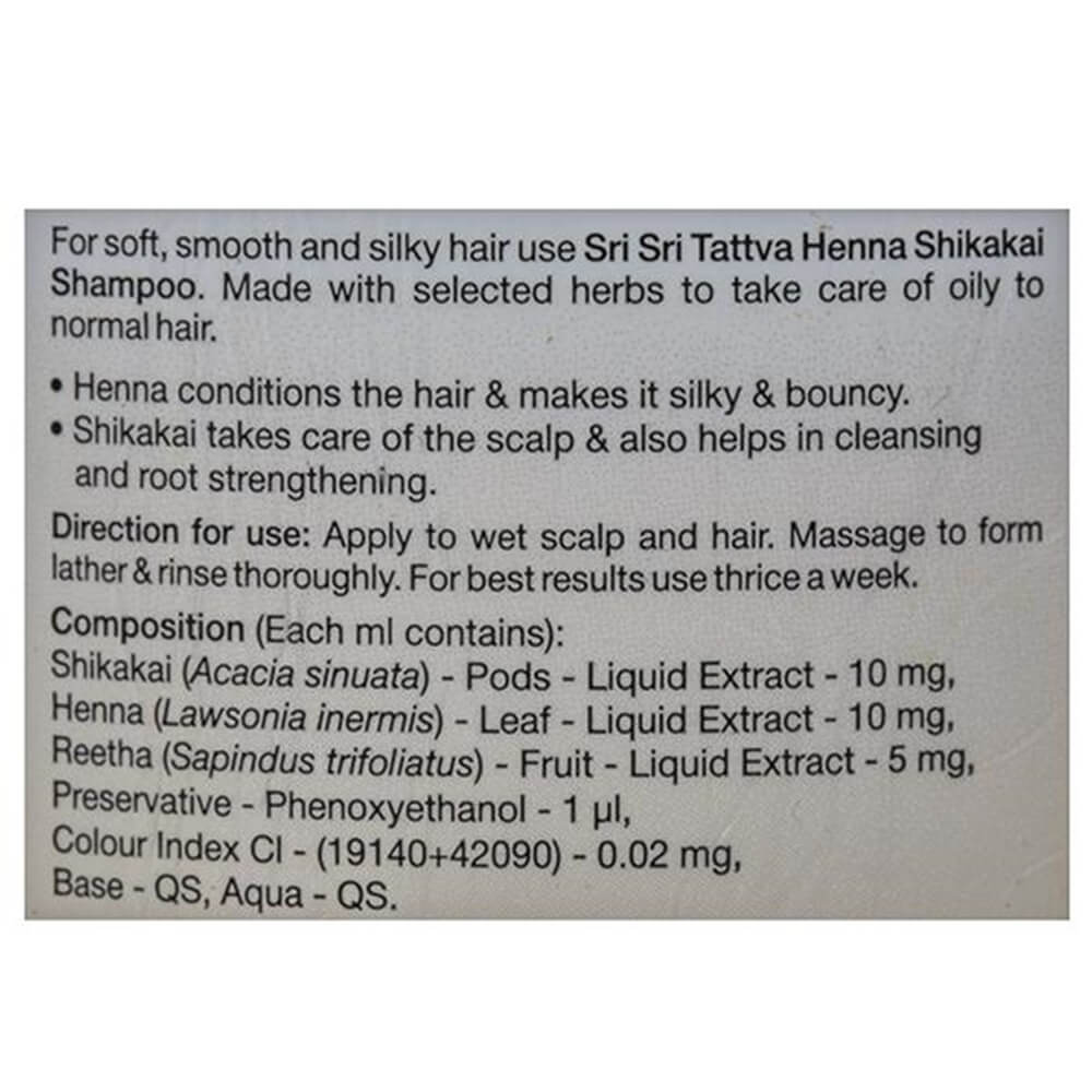 Sri Sri Tattva Henna Shikakai Shampoo Composiiton