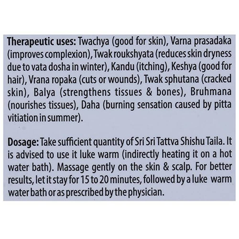 Sri Sri Tattva Shishu Taila dosage