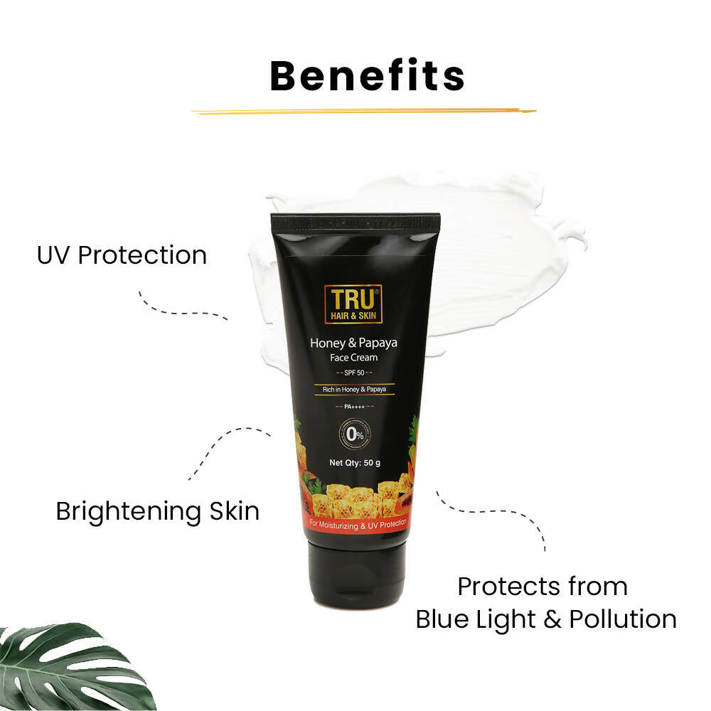 Tru Hair & Skin Honey & Papaya SPF 50 Face Cream  Grab2Buy Tru Hair & Skin Grab2Buy