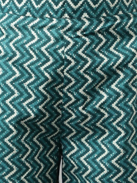 FIORRA Women's Teal Green Cotton A-Line Kurta Set 