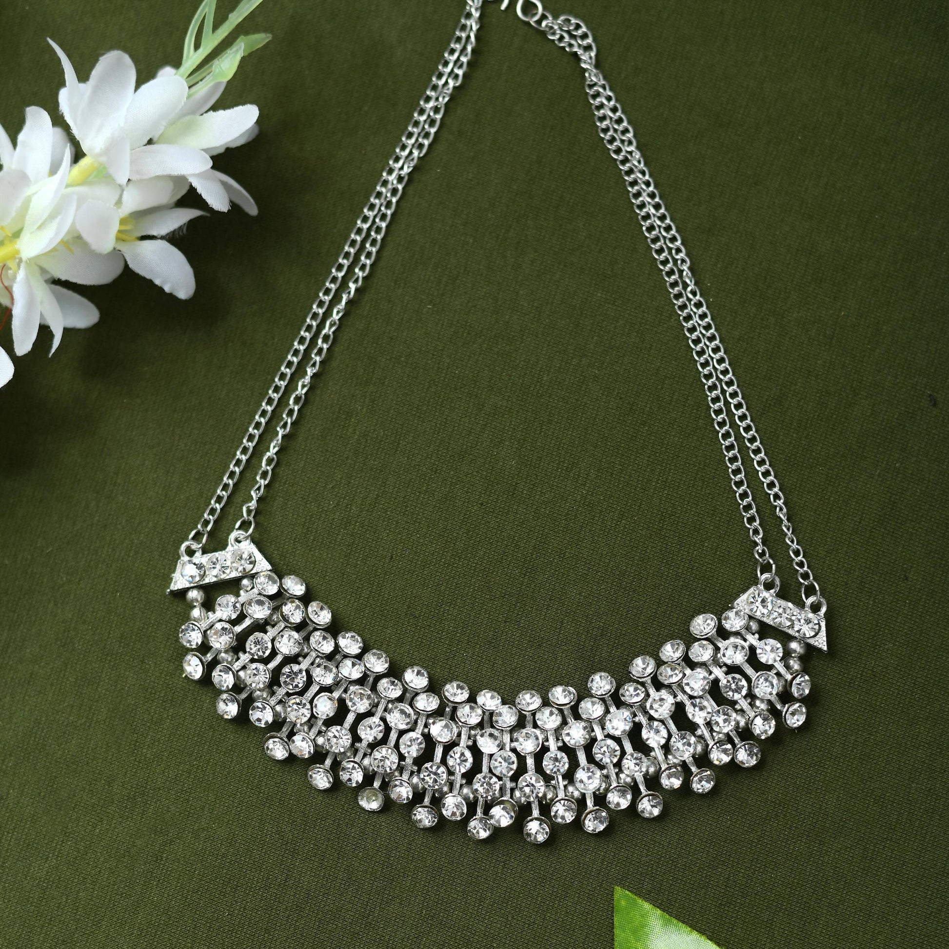 Mominos Fashion Johar Kamal Silver-Plated Brass Finish Kundan Choker For Women - Grab2buy