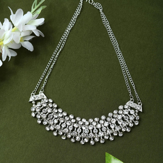 Mominos Fashion Johar Kamal Silver-Plated Brass Finish Kundan Choker For Women - Grab2buy