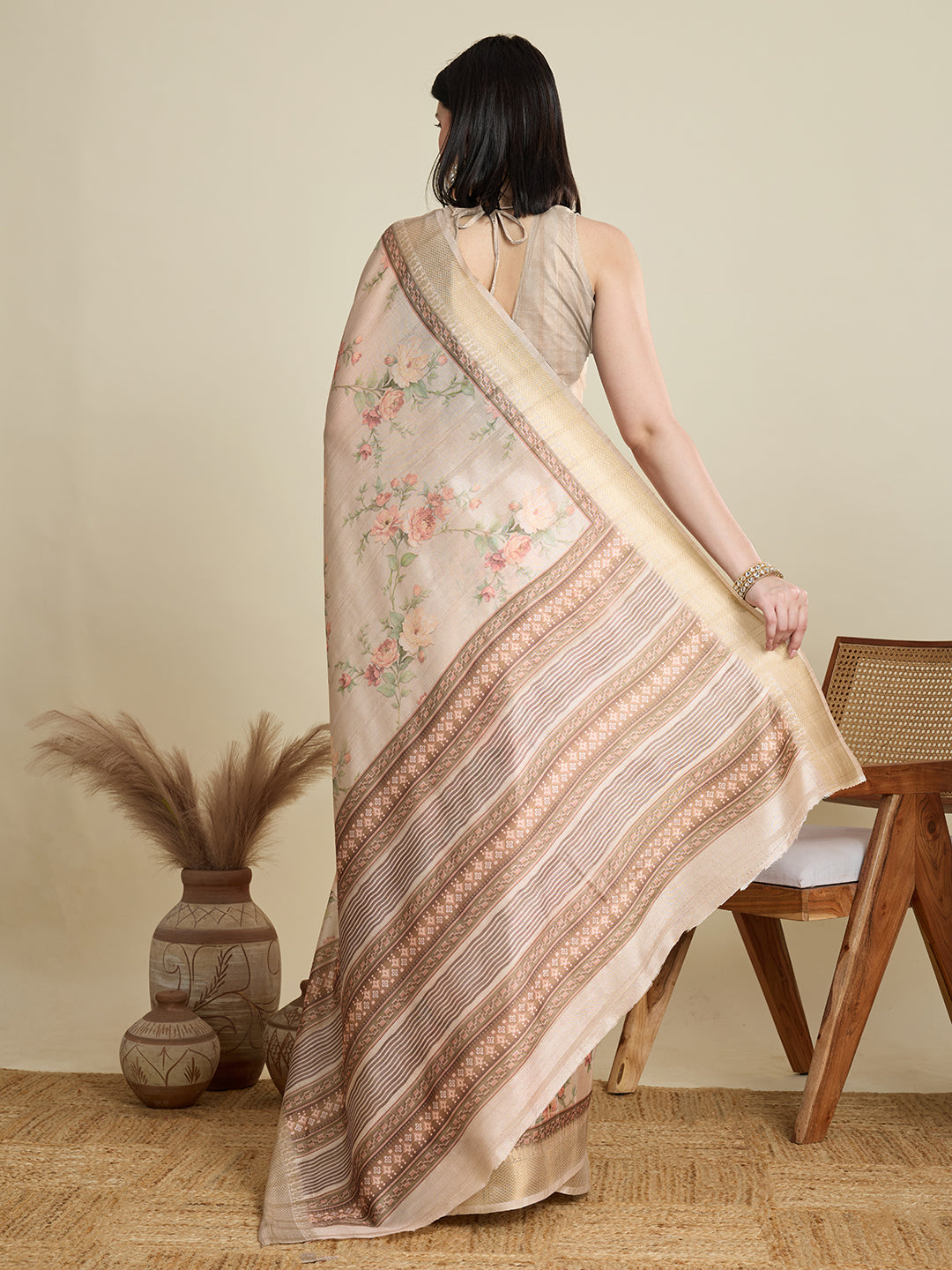 Vedant Vastram Cotton Silk Fancy Jacquard Bollywood Grab2Buy - Cream  Grab2Buy Vedant Vastram Grab2Buy