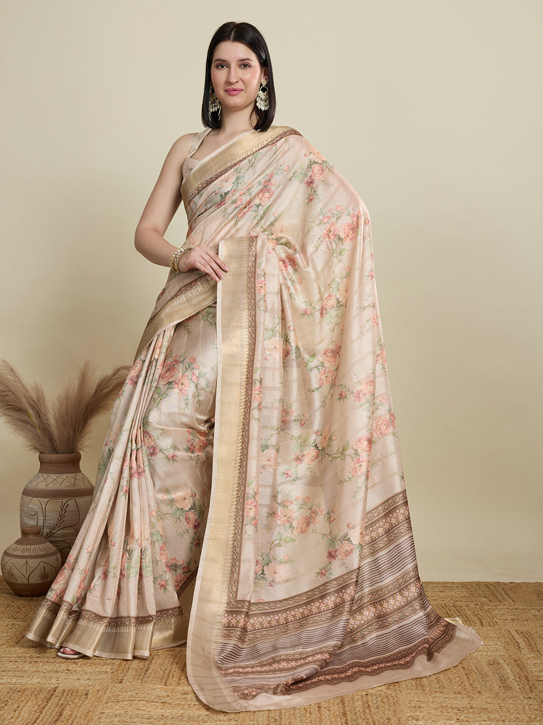 Vedant Vastram Cotton Silk Fancy Jacquard Bollywood Grab2Buy - Cream  Grab2Buy Vedant Vastram Grab2Buy