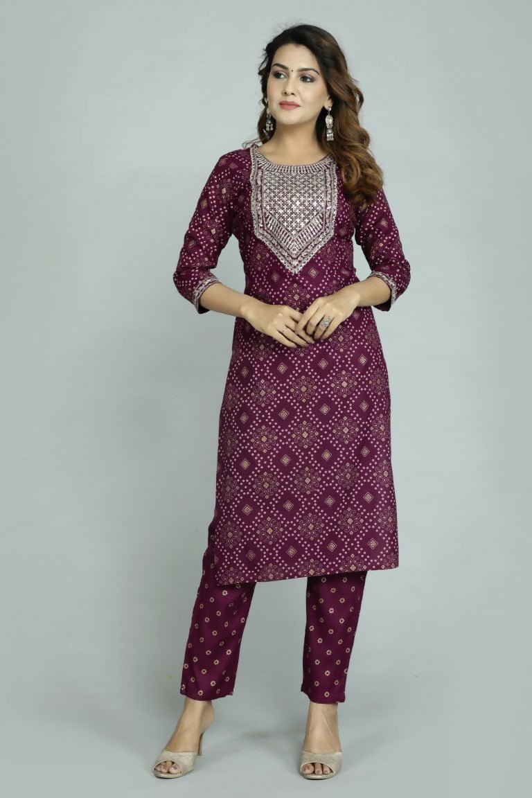 Alvano Women's Attractive And Stylish Rayon A Line Kurta With Pant And Dupatta