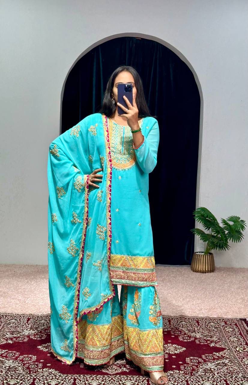 Lehenga Mart Designer Embroidered and Mirror Work Suit