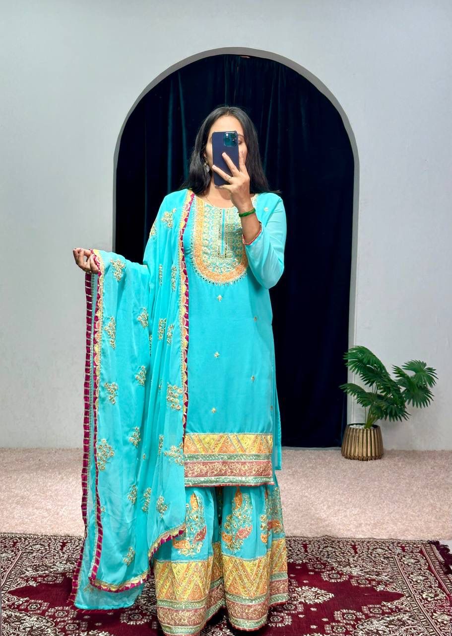 Lehenga Mart Designer Embroidered and Mirror Work Suit