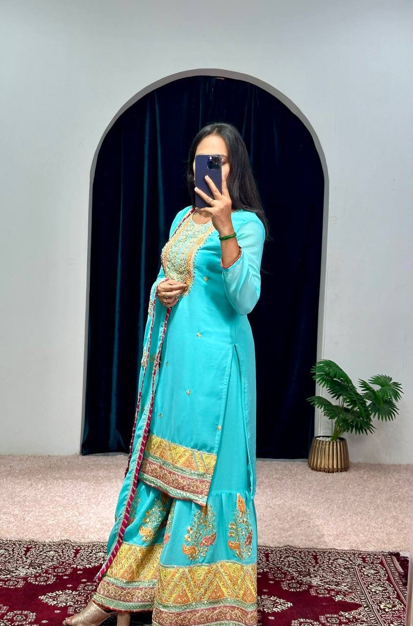 Lehenga Mart Designer Embroidered and Mirror Work Suit