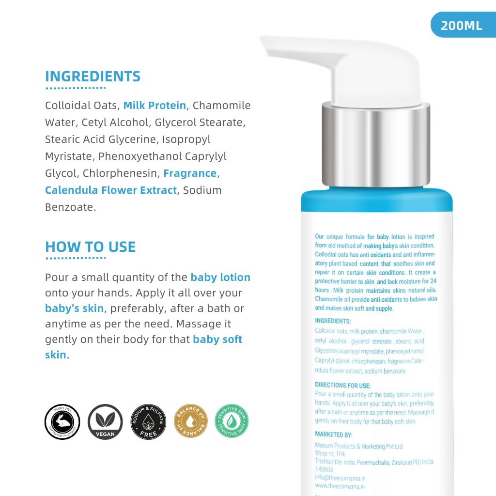 The Eco Mama Moisturizing Baby Body Lotion with Colloidal Oats, Milk Protein & Chamomile Oil  Grab2Buy The Eco Mama Grab2Buy
