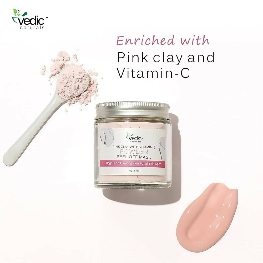 Vedic Naturals Pink Clay With Vitamin-C Powder Peel Off Mask  Grab2Buy Vedic Naturals Grab2Buy