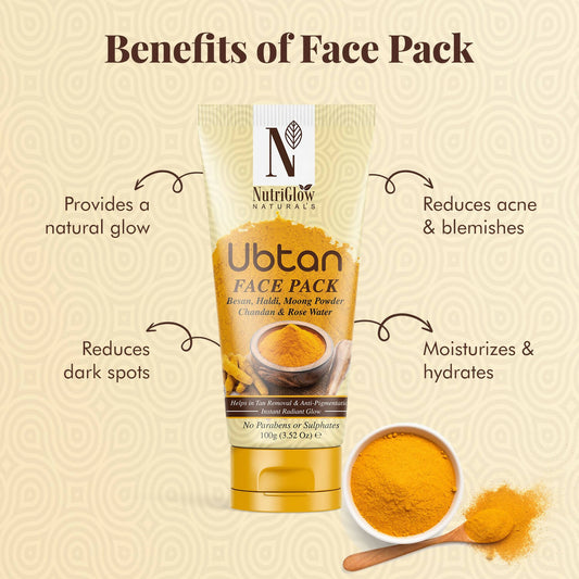 NutriGlow NATURAL'S Ubtan Face & Body Pack with Haldi & Chandan 
