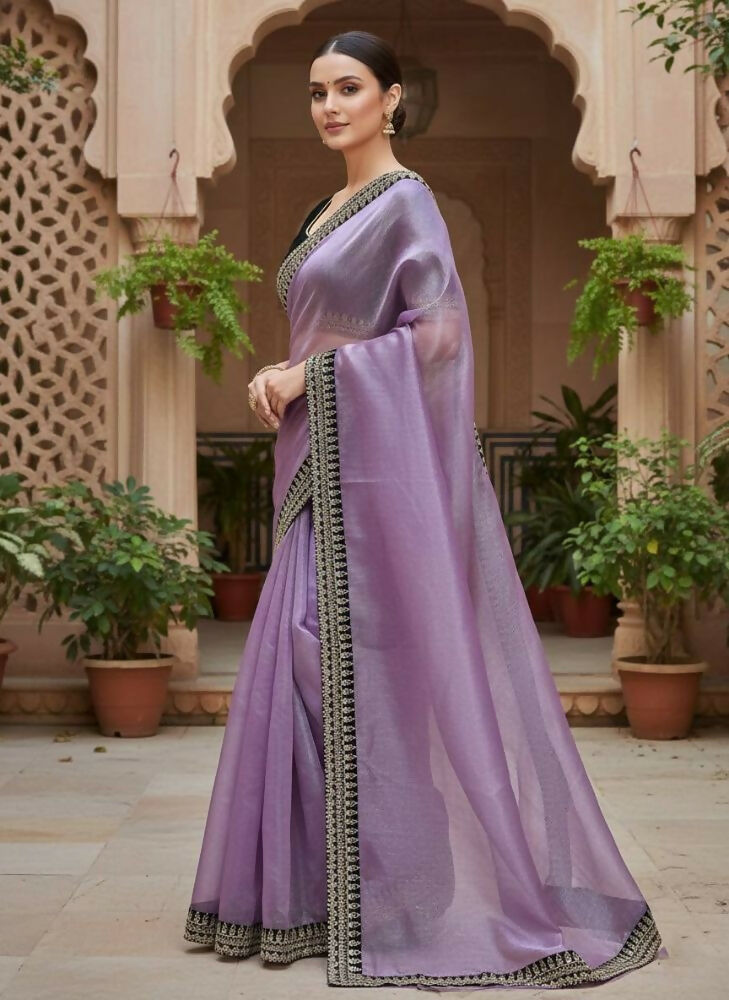 Joban Fashion Wine Soft twill Net Party Wear Sarees