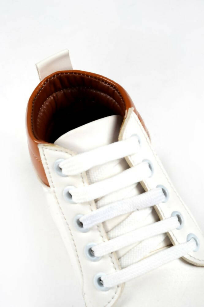 Tiny Bugs For Boys & Girls Mid Top Sneakers - White & Tan  Grab2Buy Tiny Bugs Grab2Buy