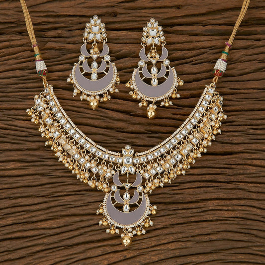 Joban Fashion Women Golden White Grey Necklace Set 