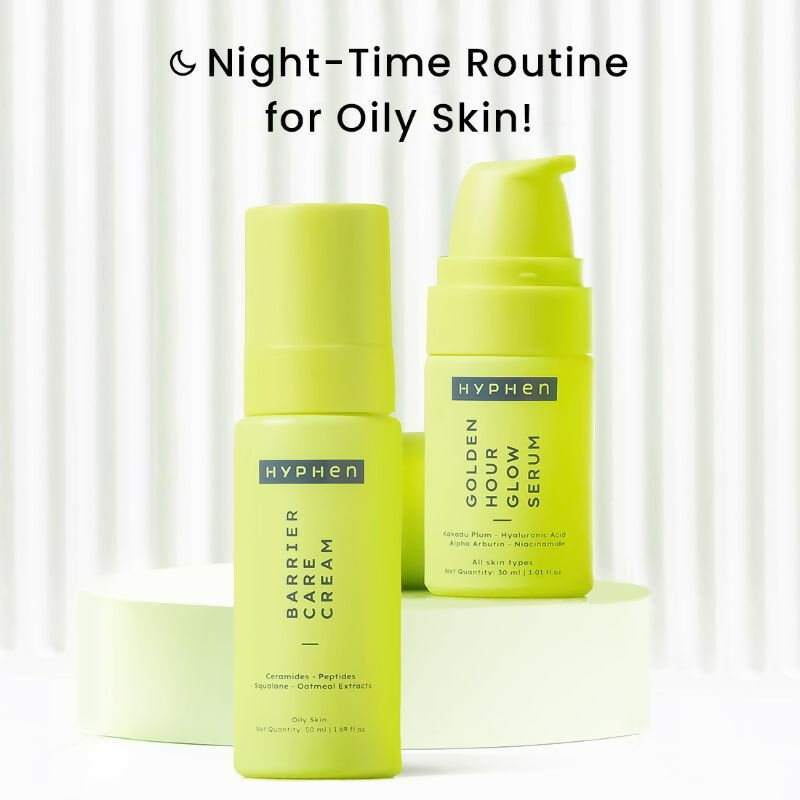 Hyphen By Kriti Sanon Daily Night Care Routine with Glow Serum & Barrier Care Cream For Oily & Combination Skin 