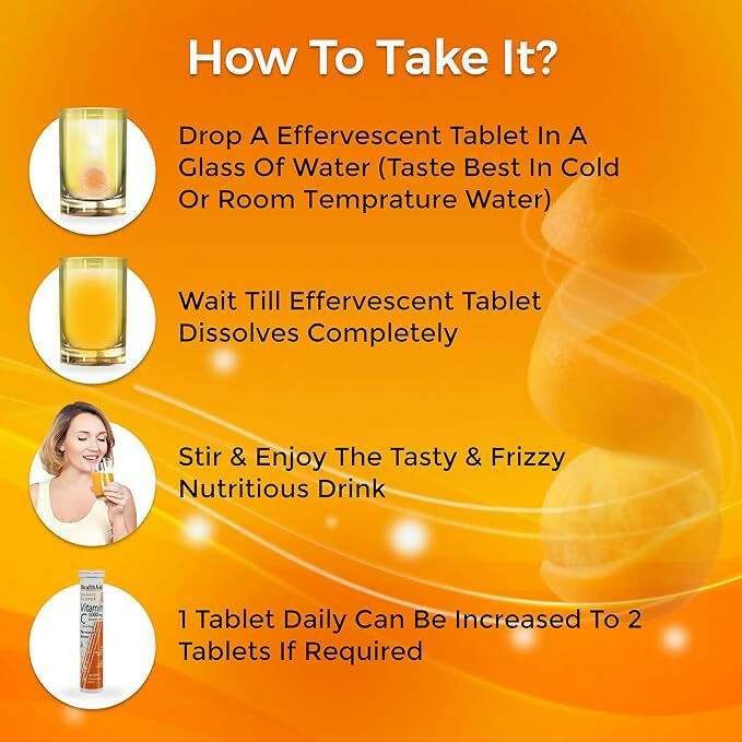 HealthAid Vitamin C 1000mg Orange Flavour with Zinc Effervescent Tablets 