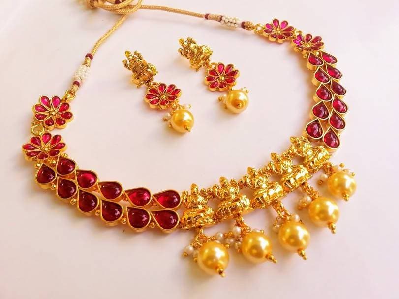 Pink Kemp Temple Necklace Set