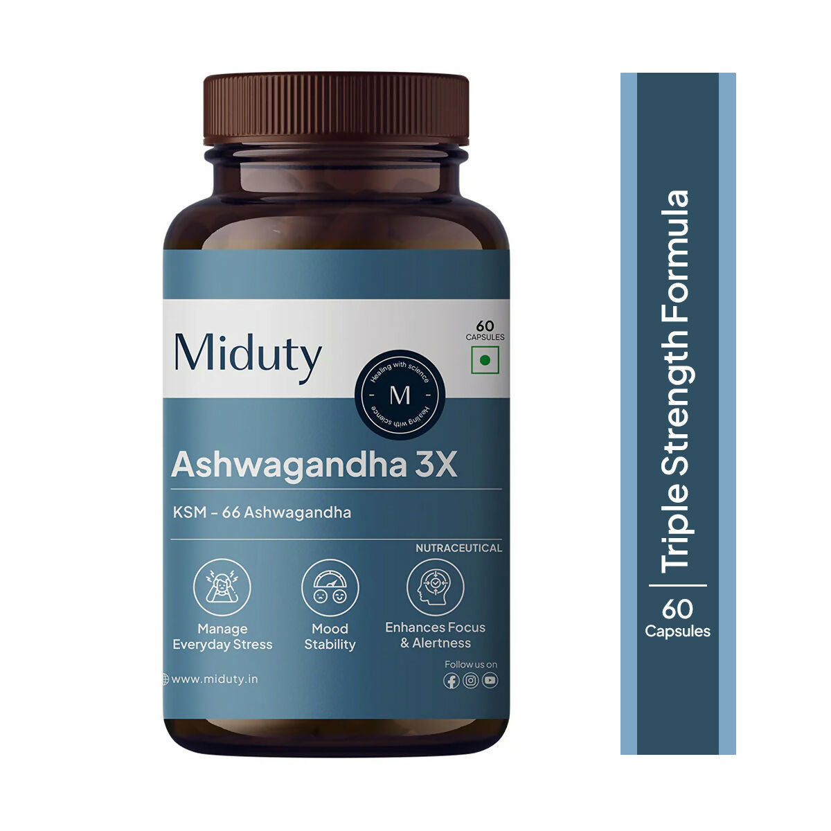 Miduty KSM 66 Ashwagandha 3x capsules 