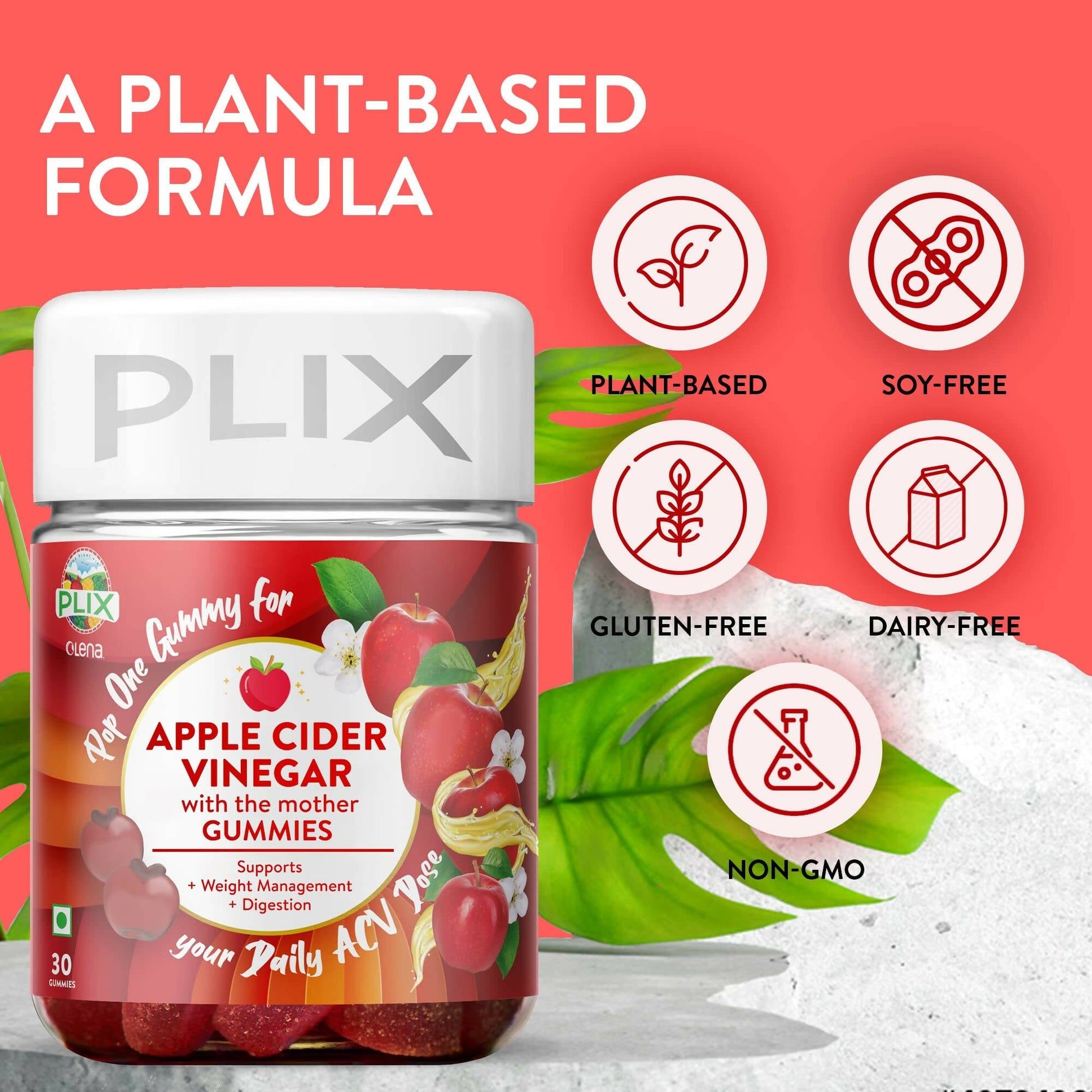 PLIX The Plant Fix Apple Cider Vinegar Gummies for Skin & Hair - Grab2buy