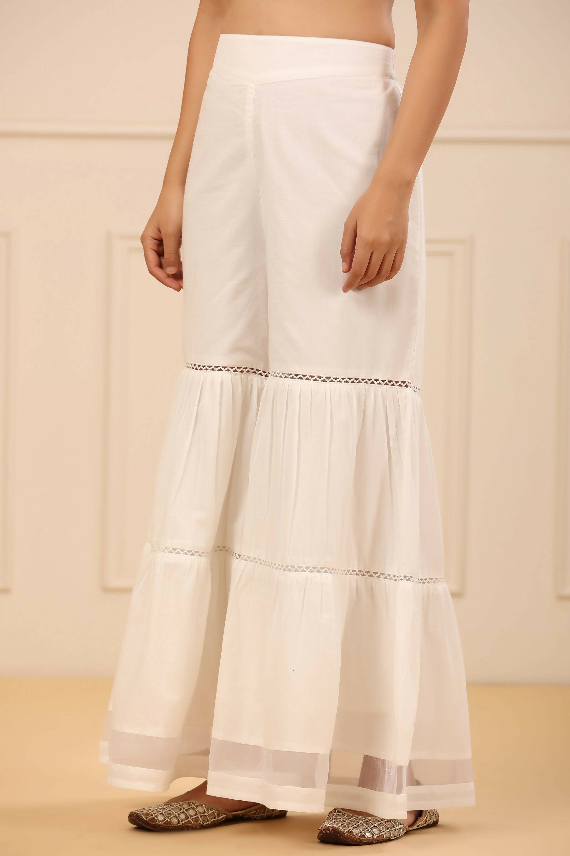 Juniper Women's White Cambric Tiered Sharara