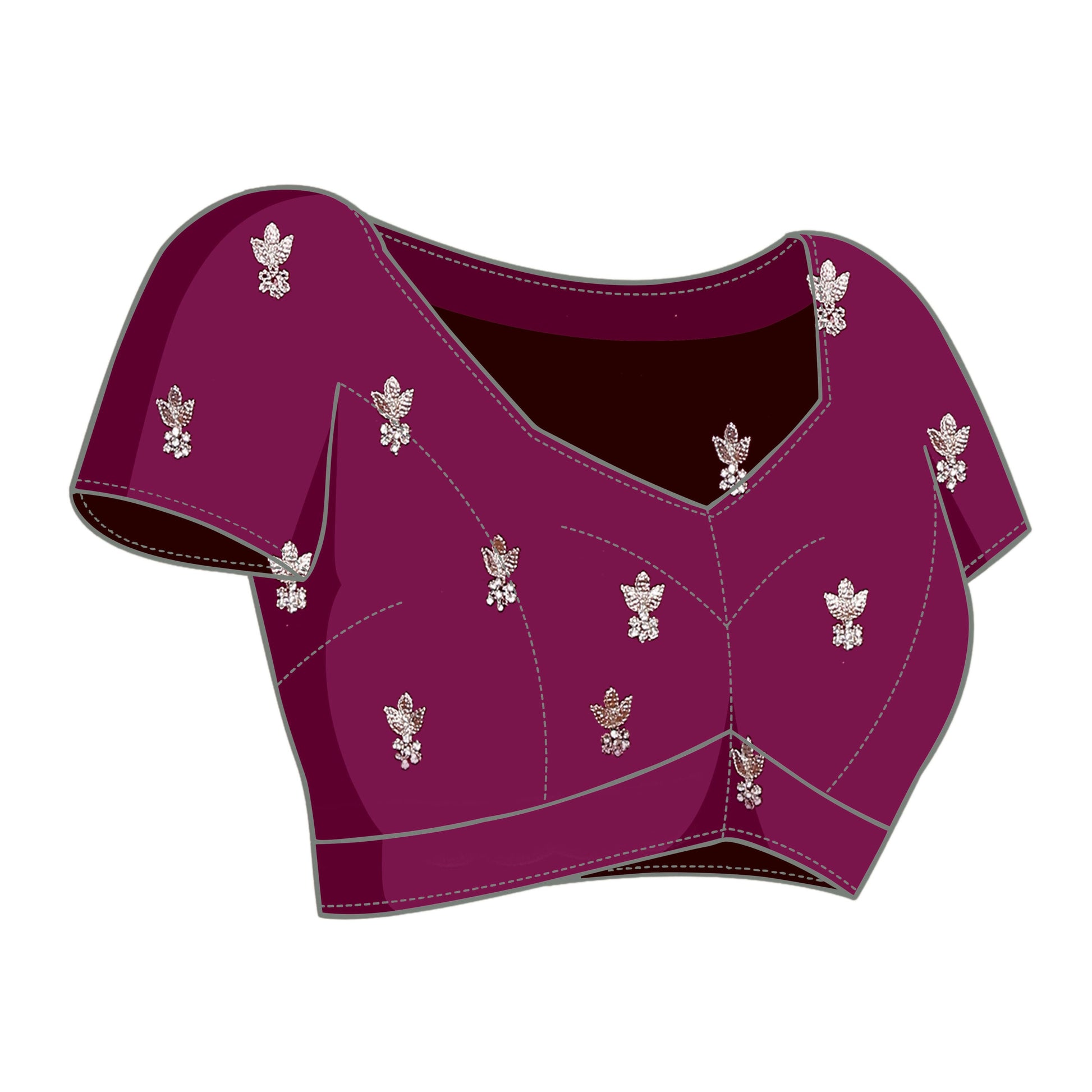 Purple Pure Satin Embroidered Saree With Stitched Blouse - Nimaya Kaksha