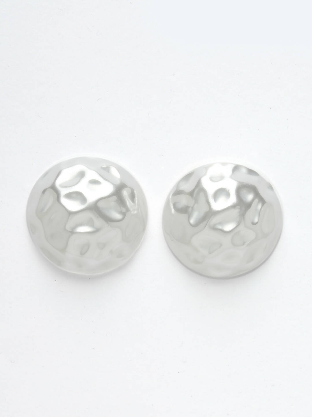 NVR Women's White Color Moon Stud Earrings 