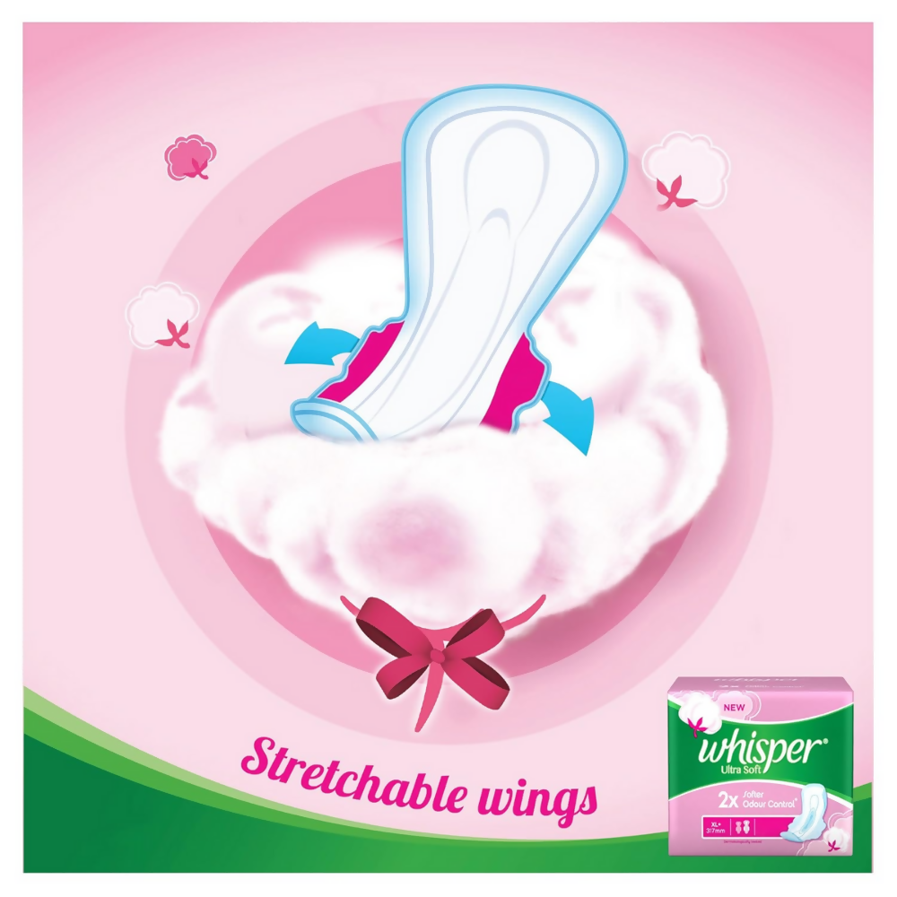 Whisper Ultra Soft Sanitary Pads for Women, XL+  Grab2Buy Whisper Grab2Buy