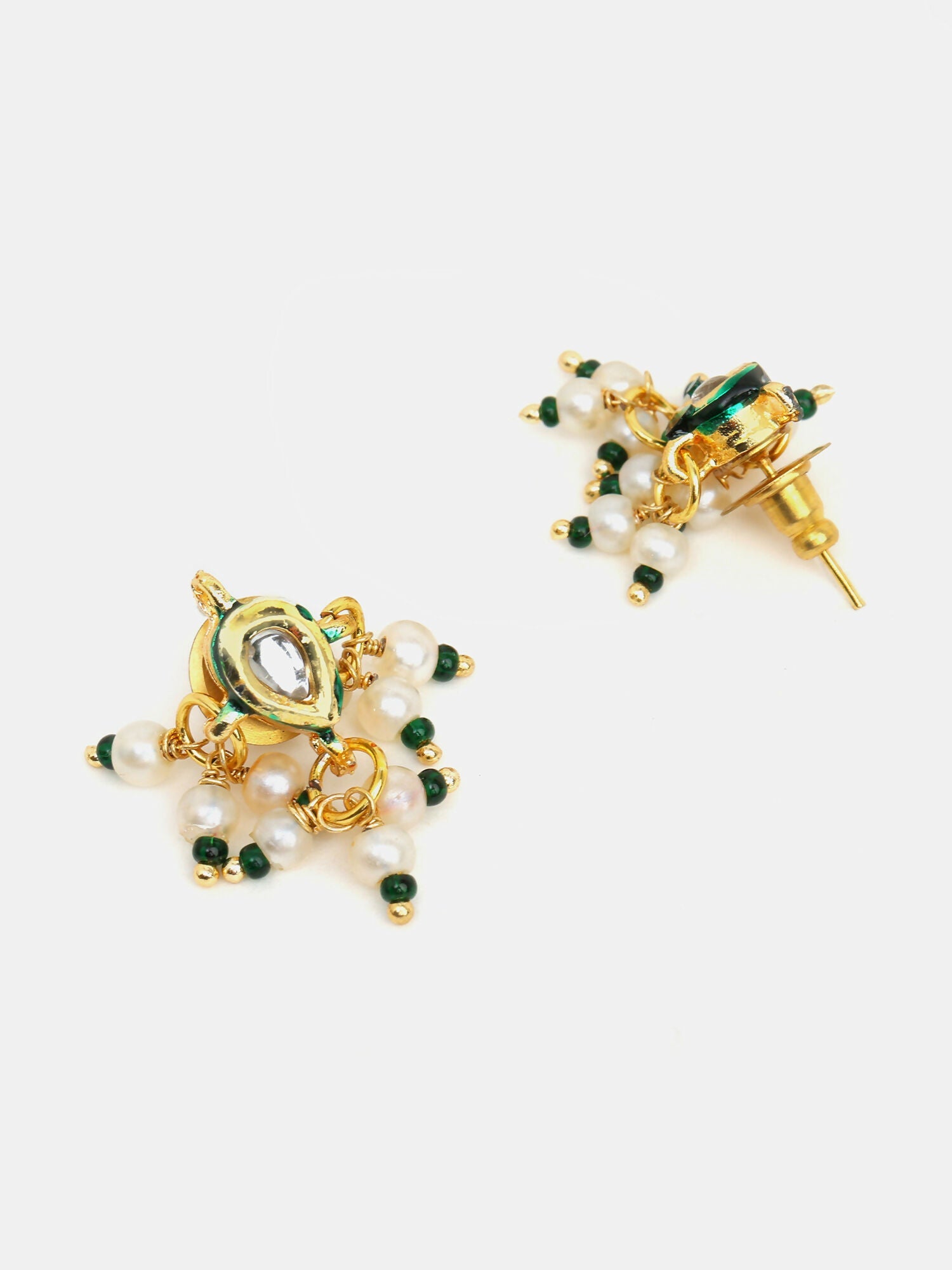 Ruby Raang Pearl Blossom Set Of Maang Tikka And Earrings