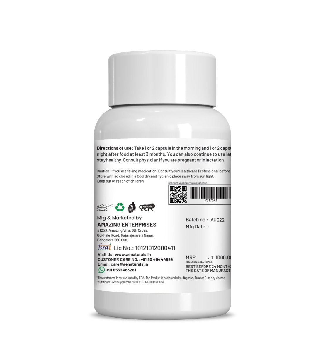 Ae Naturals Tass Height Grow And Bone Mass Capsules 
