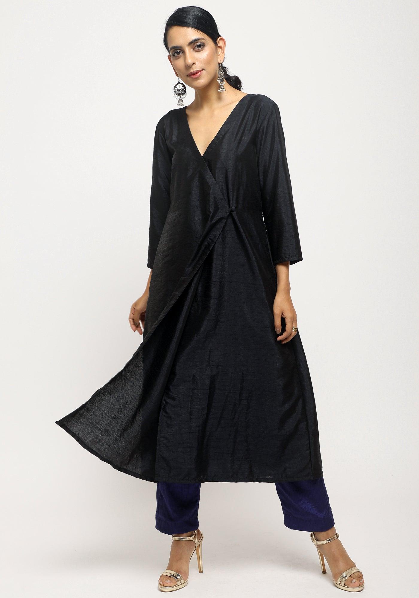 trueBrowns Black Angrakha Set 