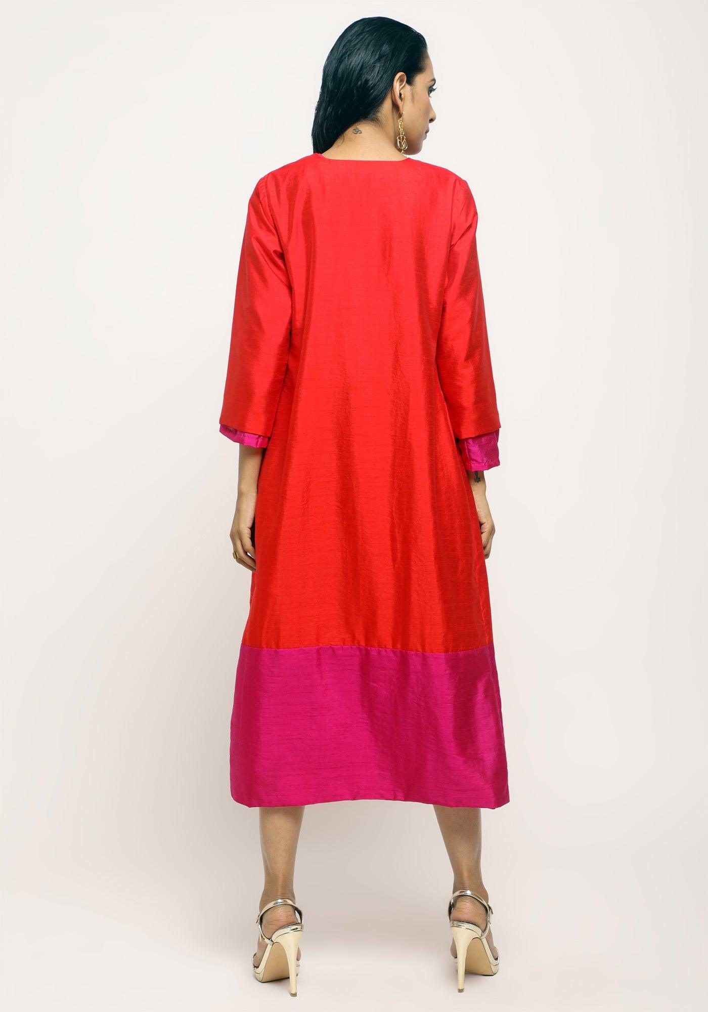 trueBrowns Orange Pink Silk Jacket | Swadesiicart