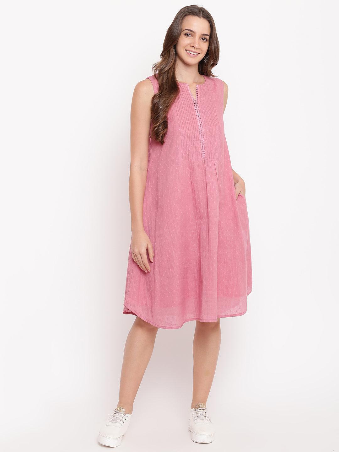 trueBrowns Pink Pin-Tucks Dress 