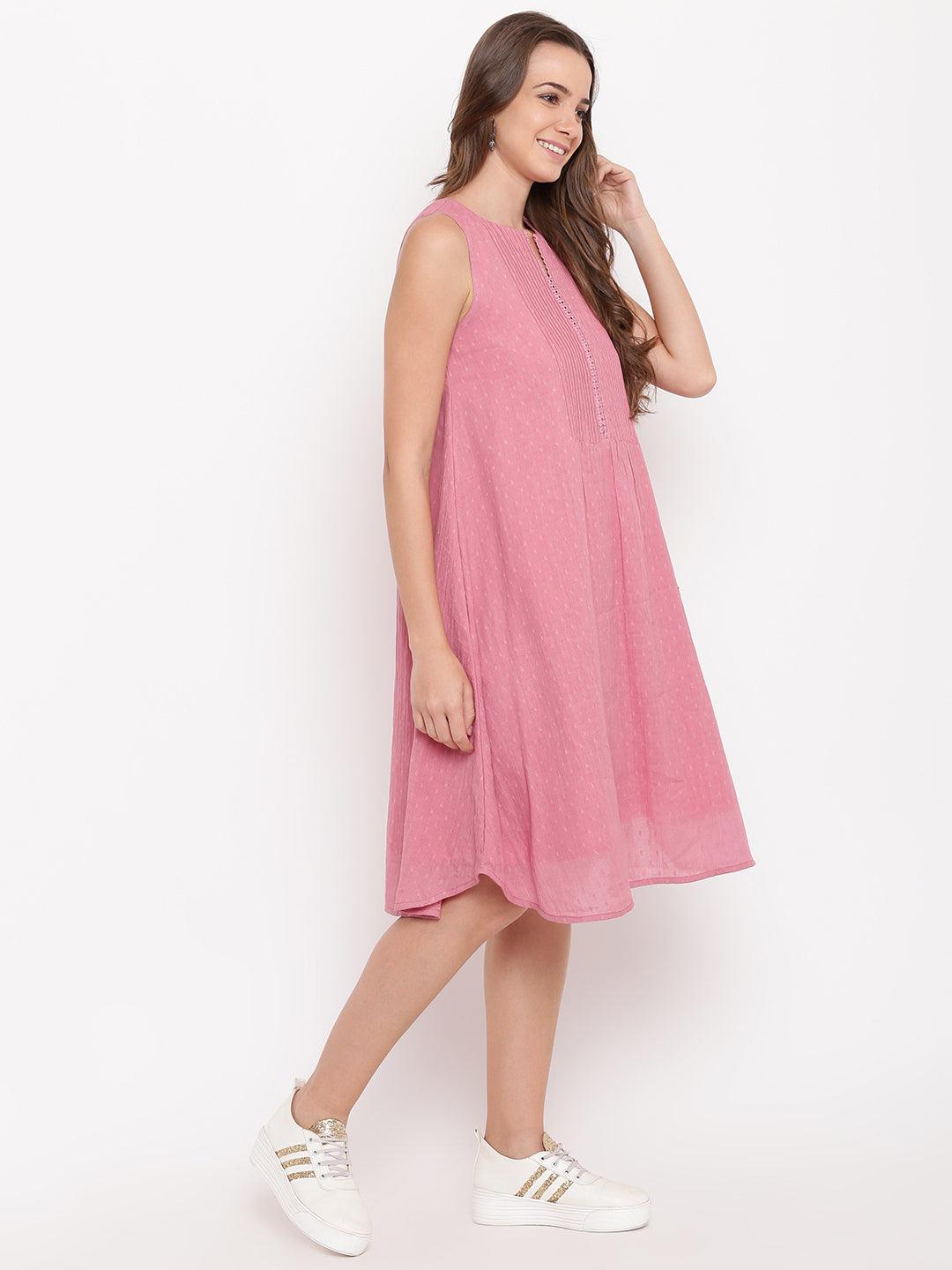trueBrowns Pink Pin-Tucks Dress 