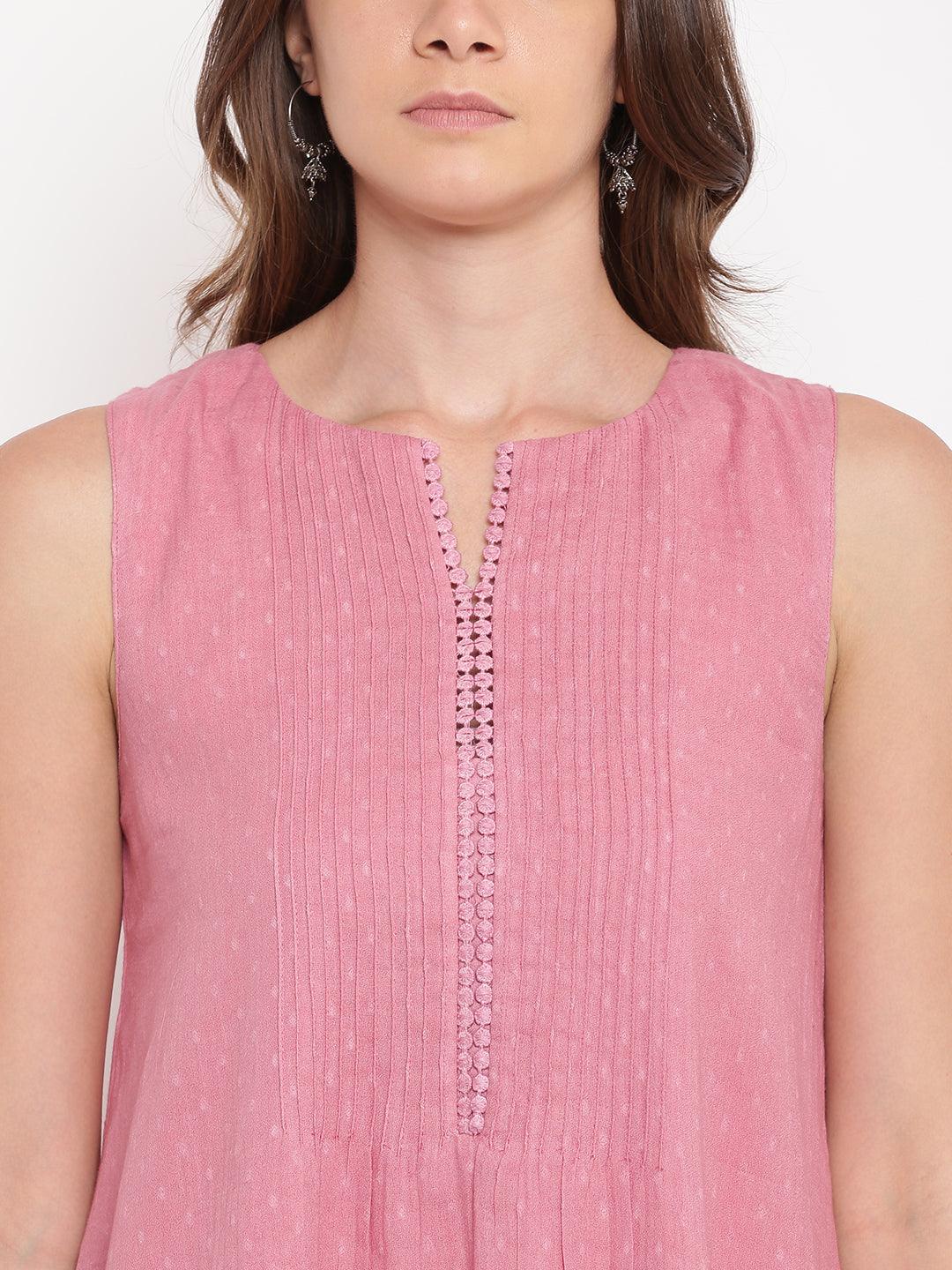 trueBrowns Pink Pin-Tucks Dress 